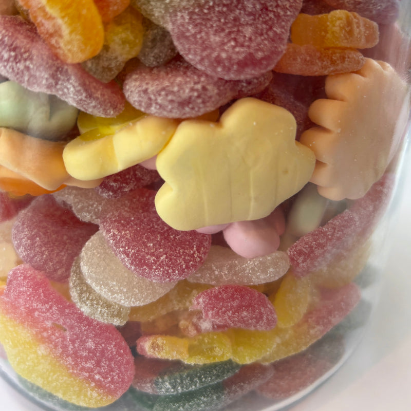 breakroom jar for corporate business. authentic swedish candy mix jar. gummies, sour candies and foamy sweets imported from sweden